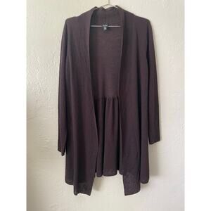 Eileen Fisher Open Long Italian Yarn Wool Lightweight Cardigan SZ M Minimalist